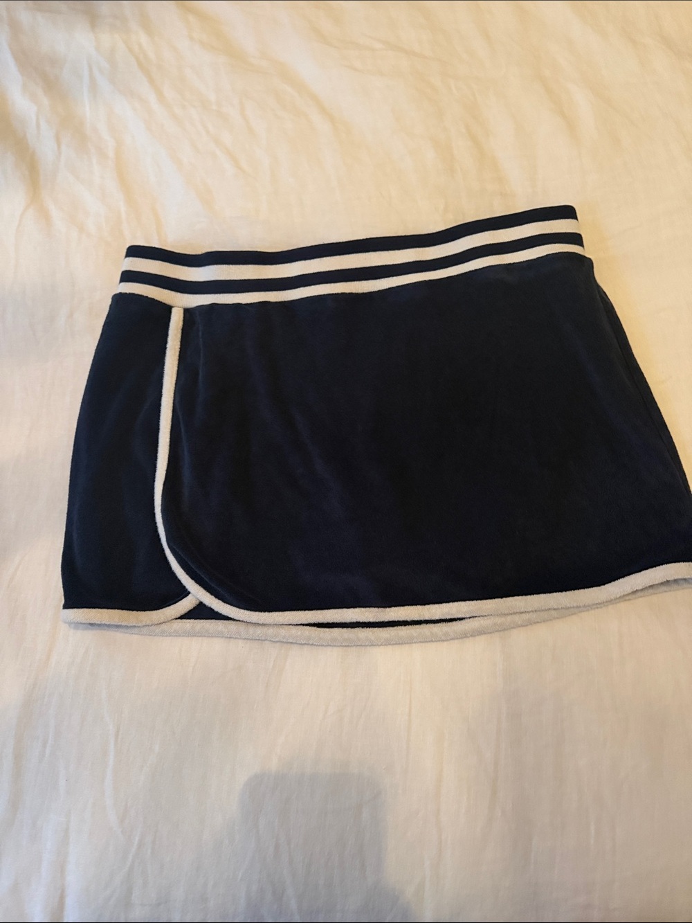 Favorite Daughter Navy Terry Mini Skort with White Trim